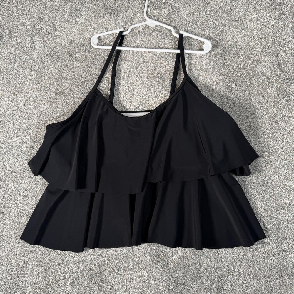 Beachsissi Tankini Swim Top XL Tiered Ruffle Resort Beachwear Poolside Chic